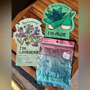SET of 3: Spa Facial Masks Tony Moly Aloe & Lavender LuLuLun